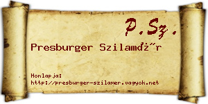 Presburger Szilamér névjegykártya